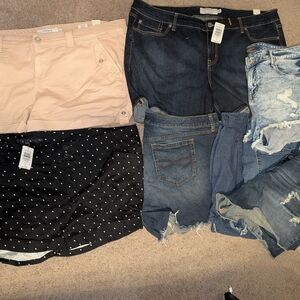 Mixed Women's Shorts Bundle - Pink, Black Polka Dot, Multiple Denim